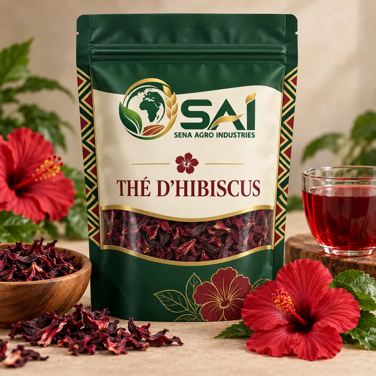 Thé d'hibiscus — emballage SENA AGRO INDUSTRIES