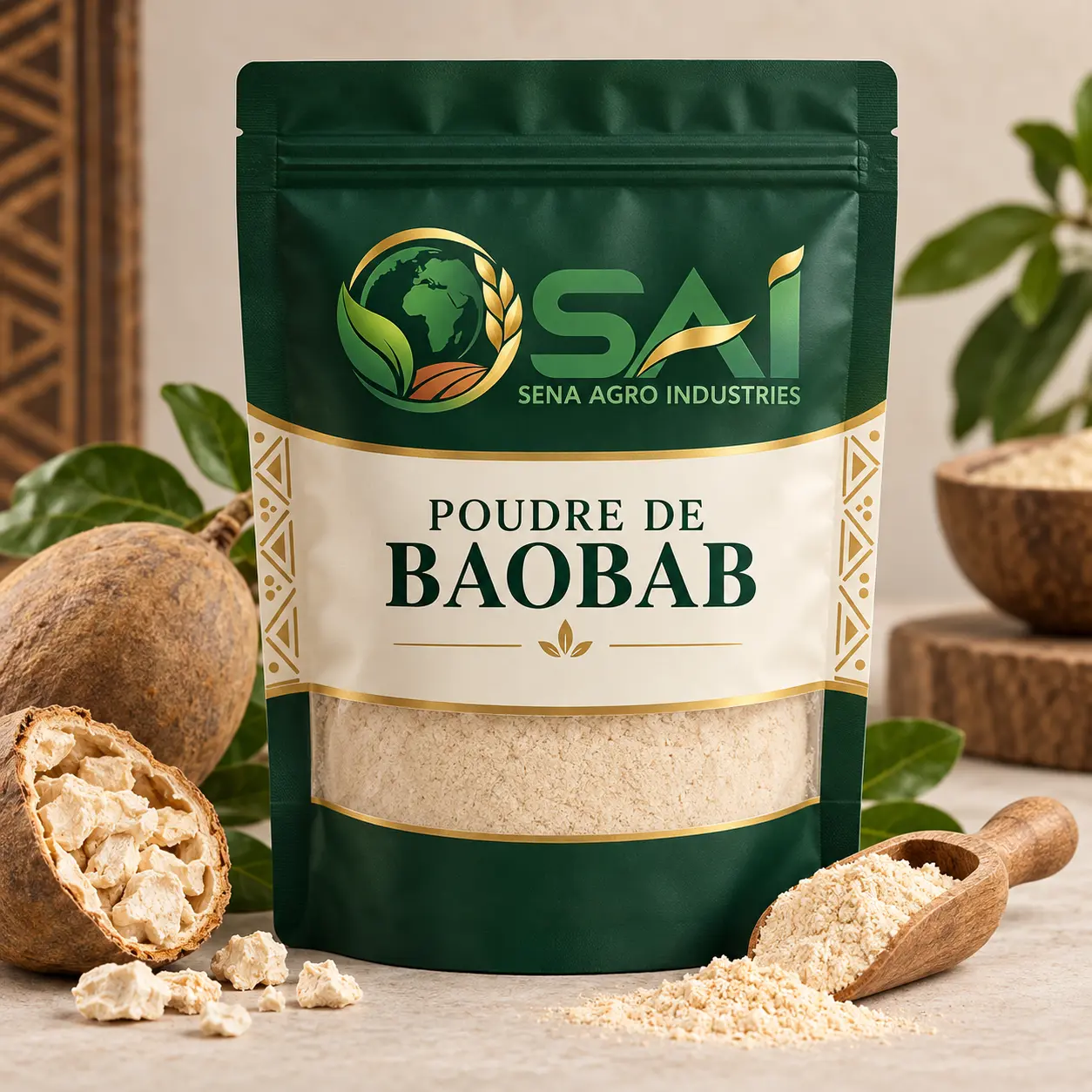 Poudre de baobab — emballage SENA AGRO INDUSTRIES