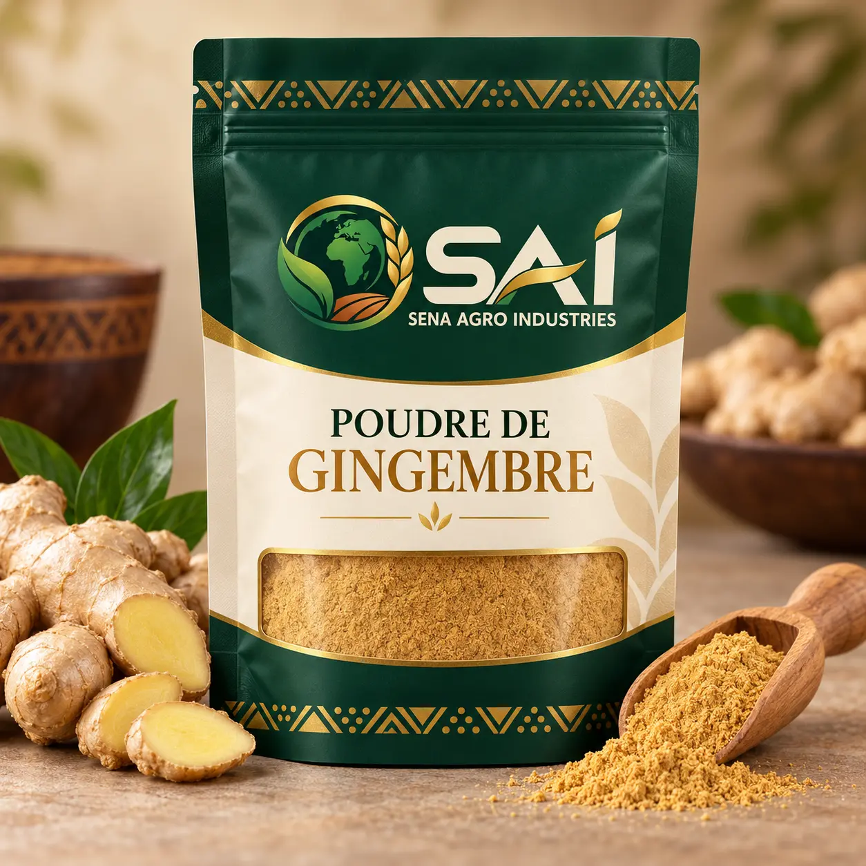 Poudre de gingembre — emballage SENA AGRO INDUSTRIES